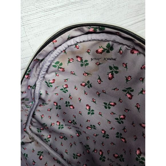 Bow Striped Faux Leather Backpack Black White Pink - Picture 7 of 12